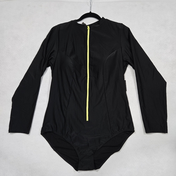 torrid Other - Torrid Black Long Sleeve Swimsuit with Yellow Zipper 2X